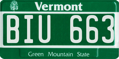 VT license plate BIU663