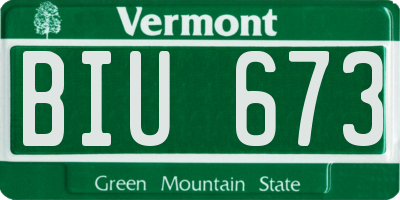 VT license plate BIU673