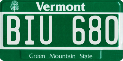 VT license plate BIU680
