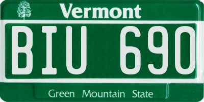 VT license plate BIU690