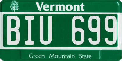 VT license plate BIU699