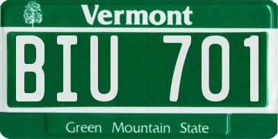 VT license plate BIU701