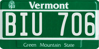 VT license plate BIU706