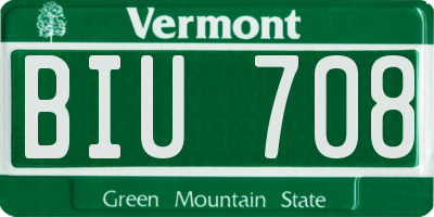 VT license plate BIU708