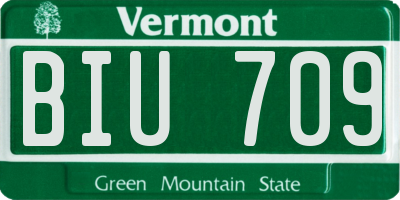VT license plate BIU709