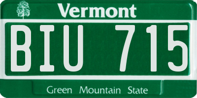 VT license plate BIU715