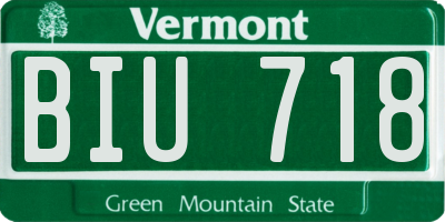 VT license plate BIU718
