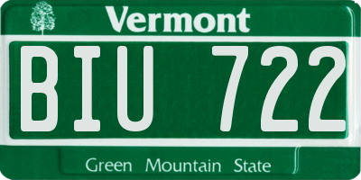VT license plate BIU722