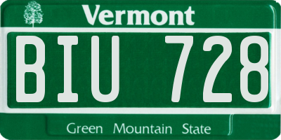 VT license plate BIU728