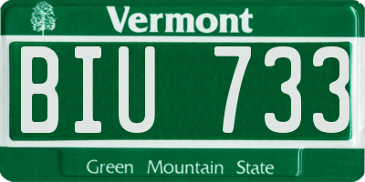 VT license plate BIU733