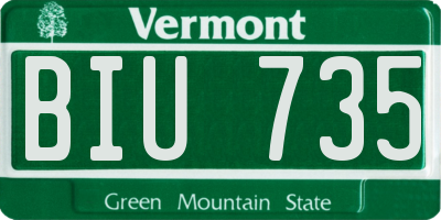 VT license plate BIU735