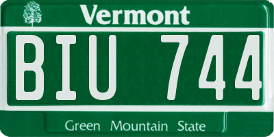 VT license plate BIU744