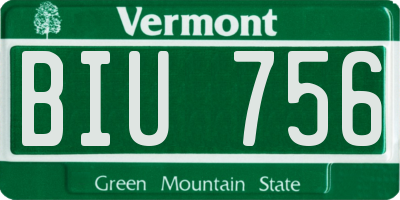 VT license plate BIU756