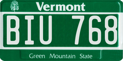 VT license plate BIU768