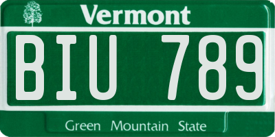 VT license plate BIU789