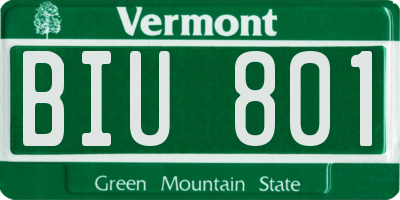 VT license plate BIU801
