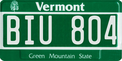 VT license plate BIU804