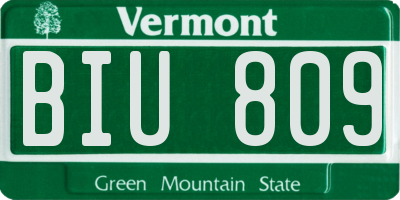 VT license plate BIU809