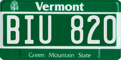 VT license plate BIU820