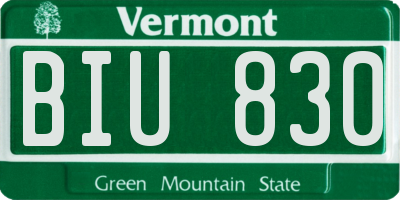 VT license plate BIU830