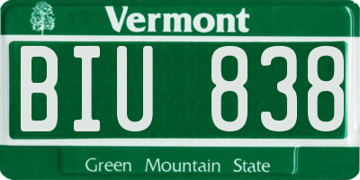 VT license plate BIU838