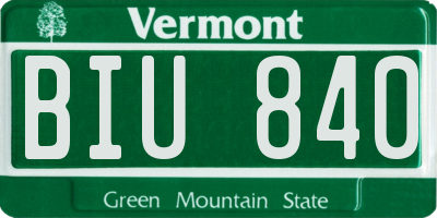 VT license plate BIU840