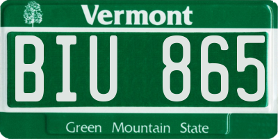 VT license plate BIU865