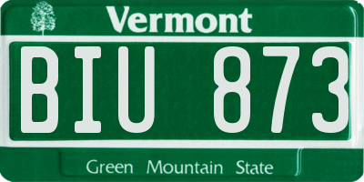 VT license plate BIU873