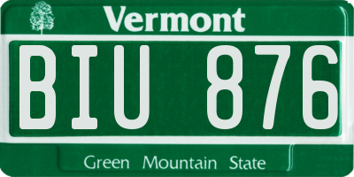 VT license plate BIU876