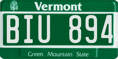 VT license plate BIU894