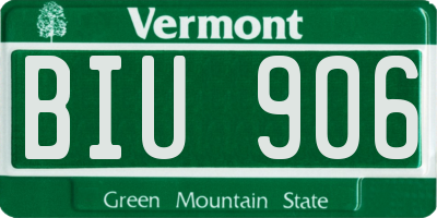 VT license plate BIU906