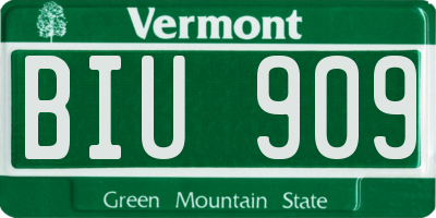 VT license plate BIU909