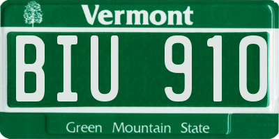 VT license plate BIU910
