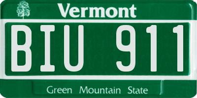 VT license plate BIU911