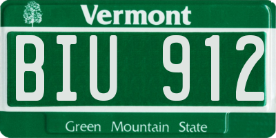 VT license plate BIU912