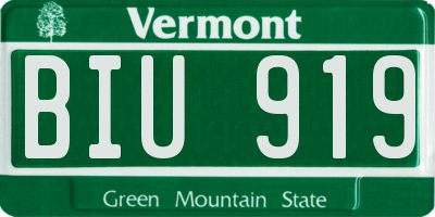VT license plate BIU919