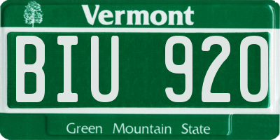 VT license plate BIU920