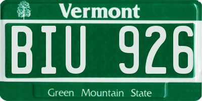 VT license plate BIU926
