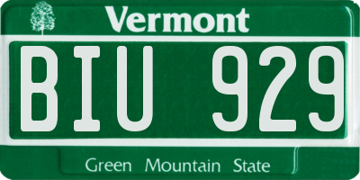 VT license plate BIU929