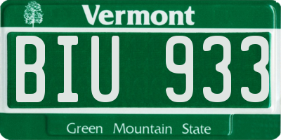 VT license plate BIU933