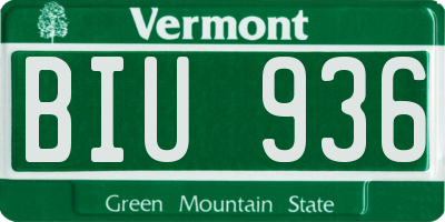 VT license plate BIU936