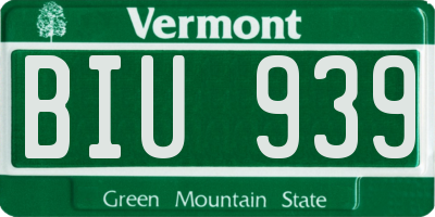 VT license plate BIU939
