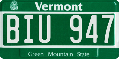 VT license plate BIU947