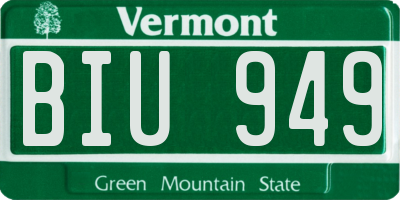 VT license plate BIU949