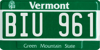 VT license plate BIU961