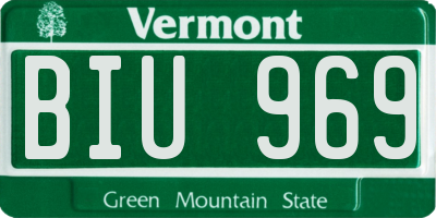 VT license plate BIU969