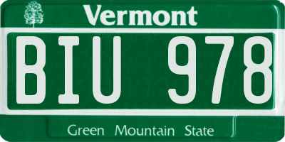 VT license plate BIU978