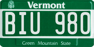 VT license plate BIU980