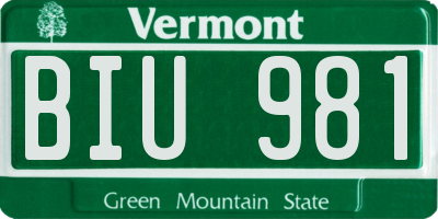 VT license plate BIU981