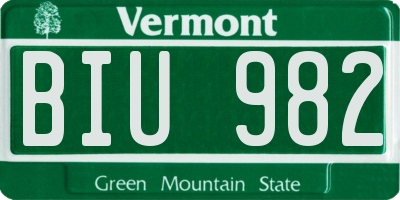 VT license plate BIU982